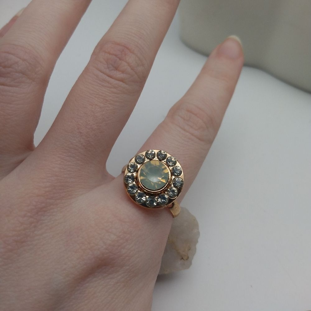 Pale medallion stone ring‎ adjustable band size